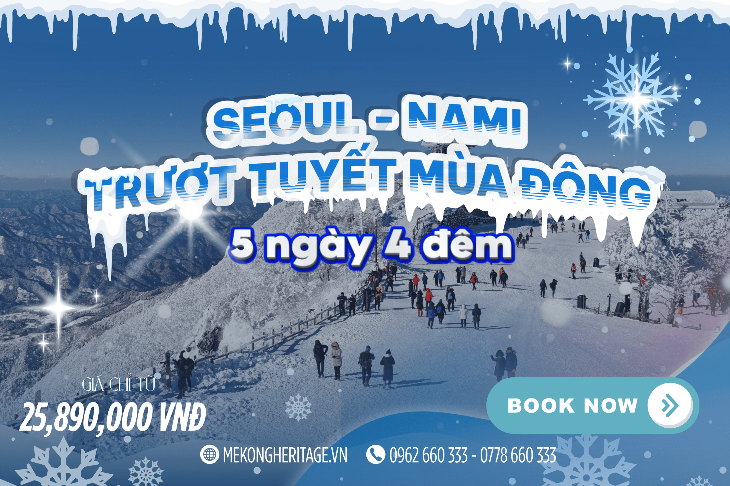 Hàn Quốc Mùa Đông Tết 2026: Seoul – Nami – Trượt Tuyết | Đón Tết Giữa Sắc Tuyết Trắng